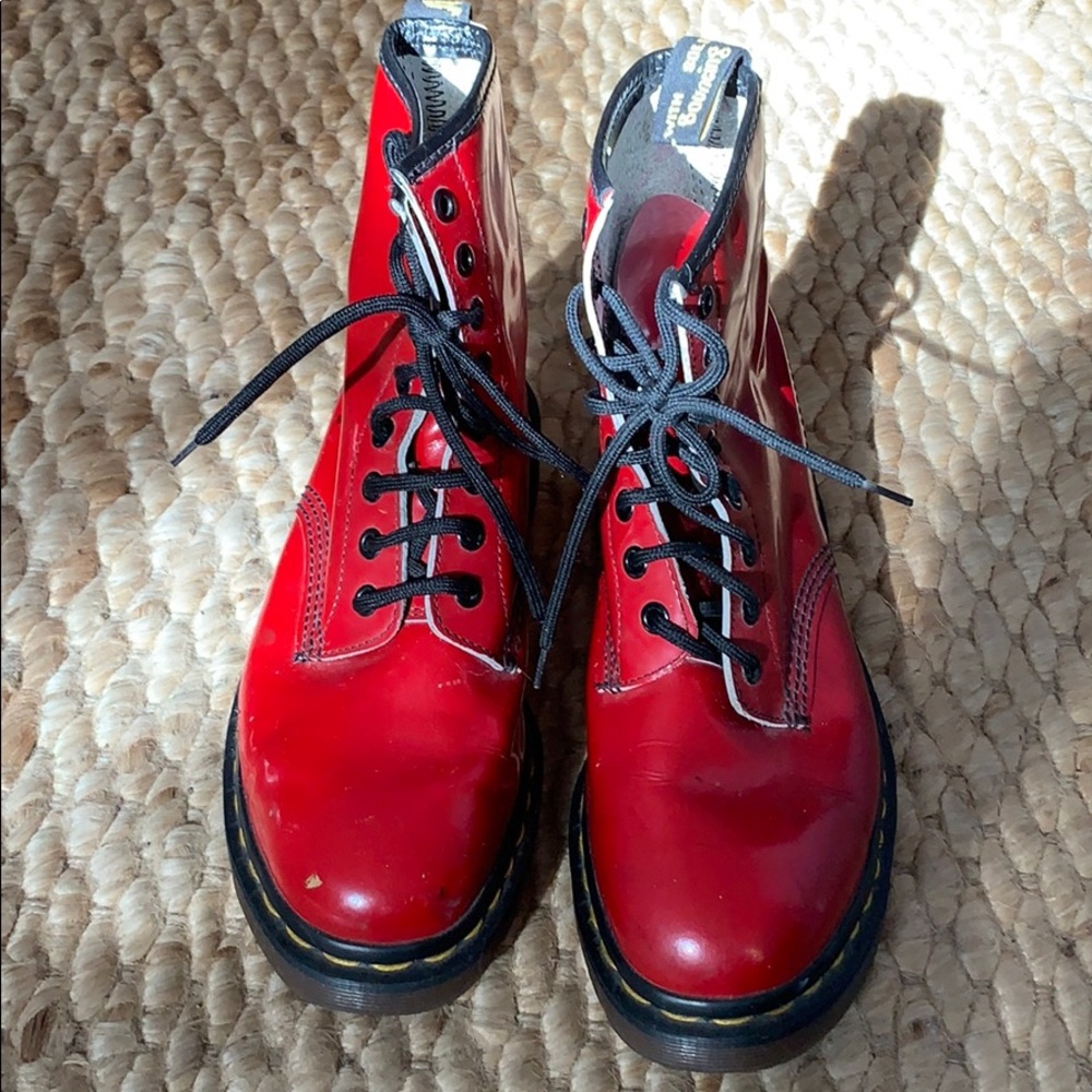 Dr. Martens 1460 Red Patent Leather Boots - US 6